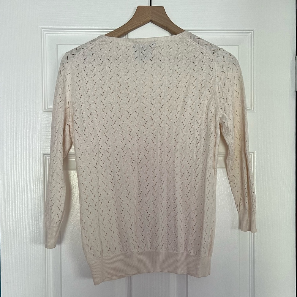 Brooks Brothers, Ivory, Silk and Cotton lightweight sweater 3/4 sleeve - Picture 5 of 5